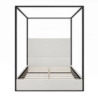 Modern Luxury Metal Canopy Bed with Tall Upholstered Headboard