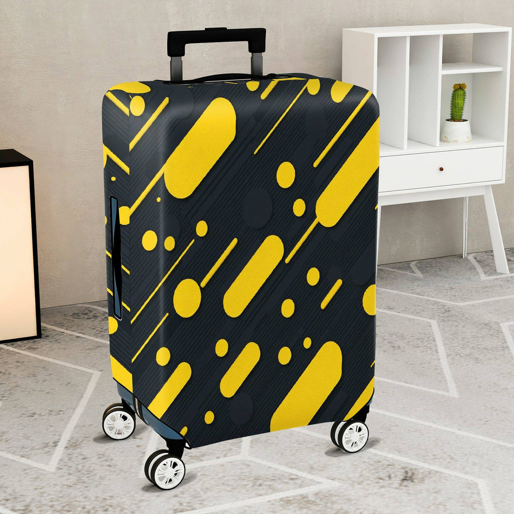 1-Piece Retro Modern Geometric Funky Yellow Black  Suitcase Luggage Cover, Stretch Protective Sleeve