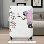 1-Piece Fairy Butterfly Floral Fantasy Elegant Artistic  Suitcase Luggage Cover, Stretch Protective Sleeve