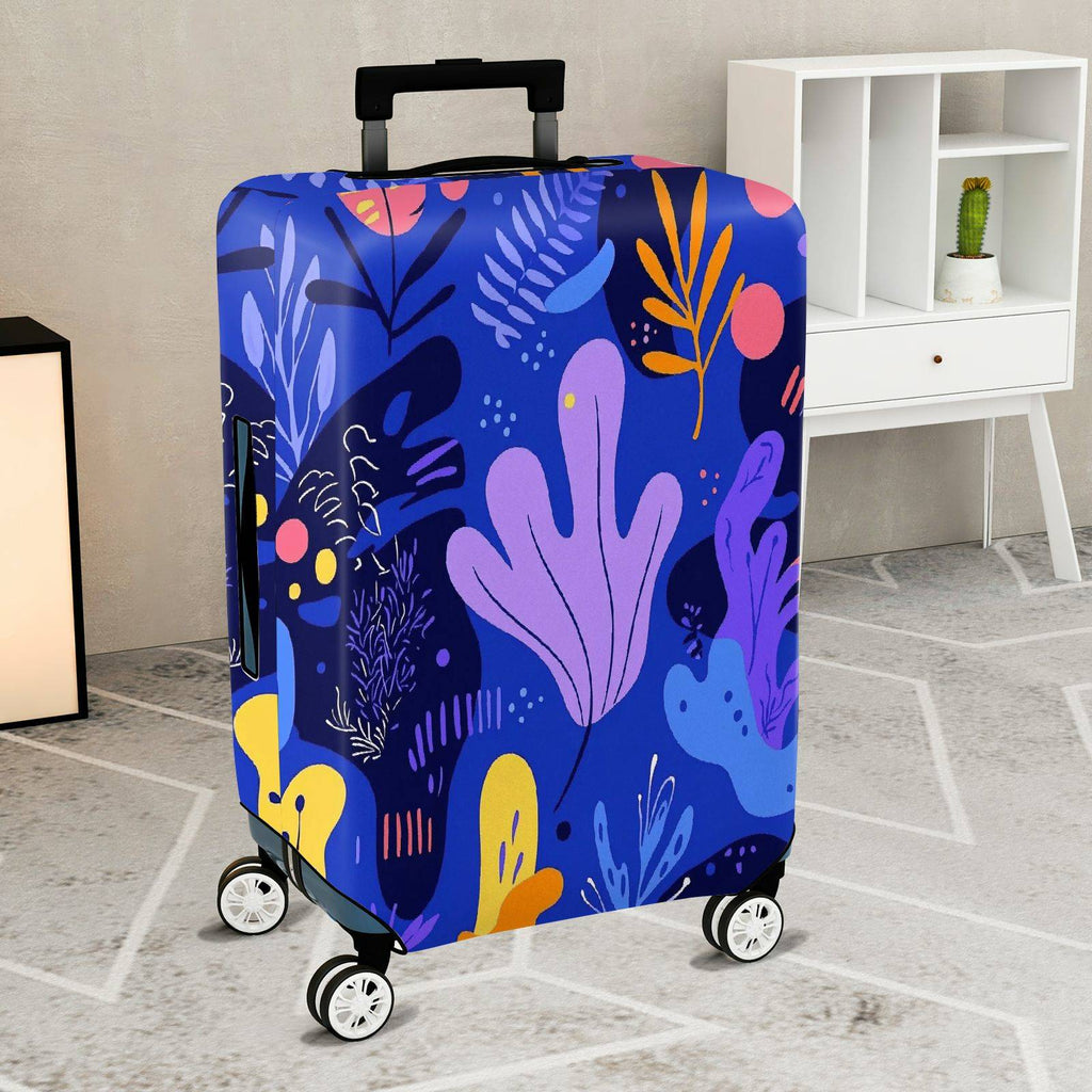 1-Piece Abstract Botanical Colorful Artistic Vibrant Nature  Suitcase Luggage Cover, Stretch Protective Sleeve