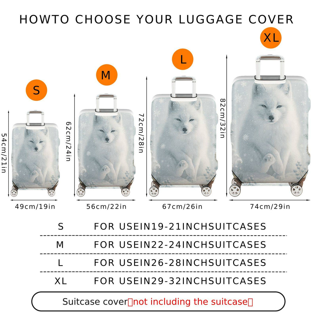 1-Piece Arctic Fox Snow Winter Nature Pine  Suitcase Luggage Cover, Stretch Protective Sleeve
