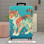 1-Piece Tiger Floral Artistic Colorful Eye-catching Unique  Suitcase Luggage Cover, Stretch Protective Sleeve