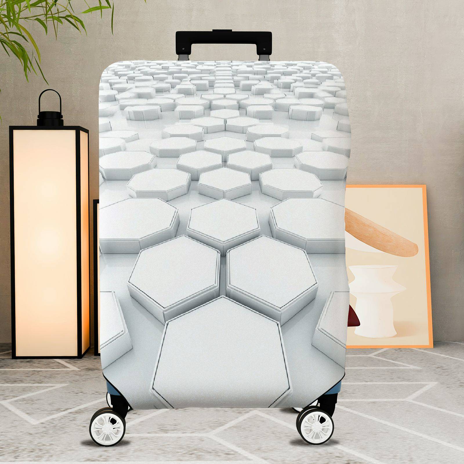 1-Piece Geometric Modern Abstract Monochrome Minimalist  Suitcase Luggage Cover, Stretch Protective Sleeve