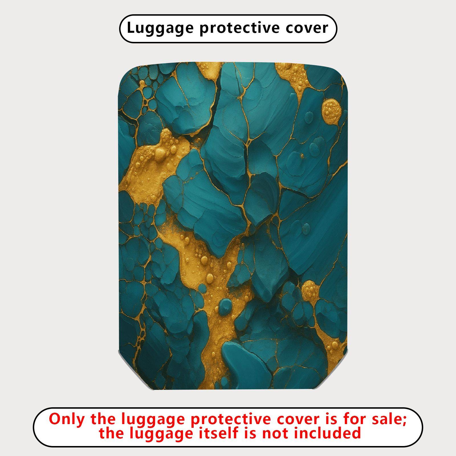 1-Piece Abstract Marble Gold Blue Artistic  Suitcase Luggage Cover, Stretch Protective Sleeve