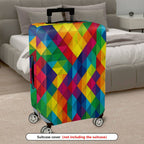1-Piece Colorful Geometric Diamond Pattern Luggage  Suitcase Luggage Cover, Stretch Protective Sleeve
