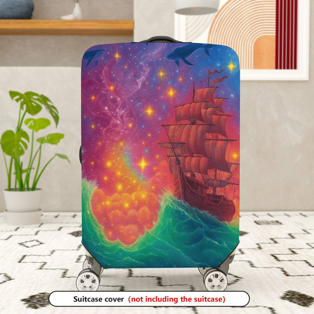 1-Piece Colorful Maritime Cosmic Fantasy Starry  Suitcase Luggage Cover, Stretch Protective Sleeve