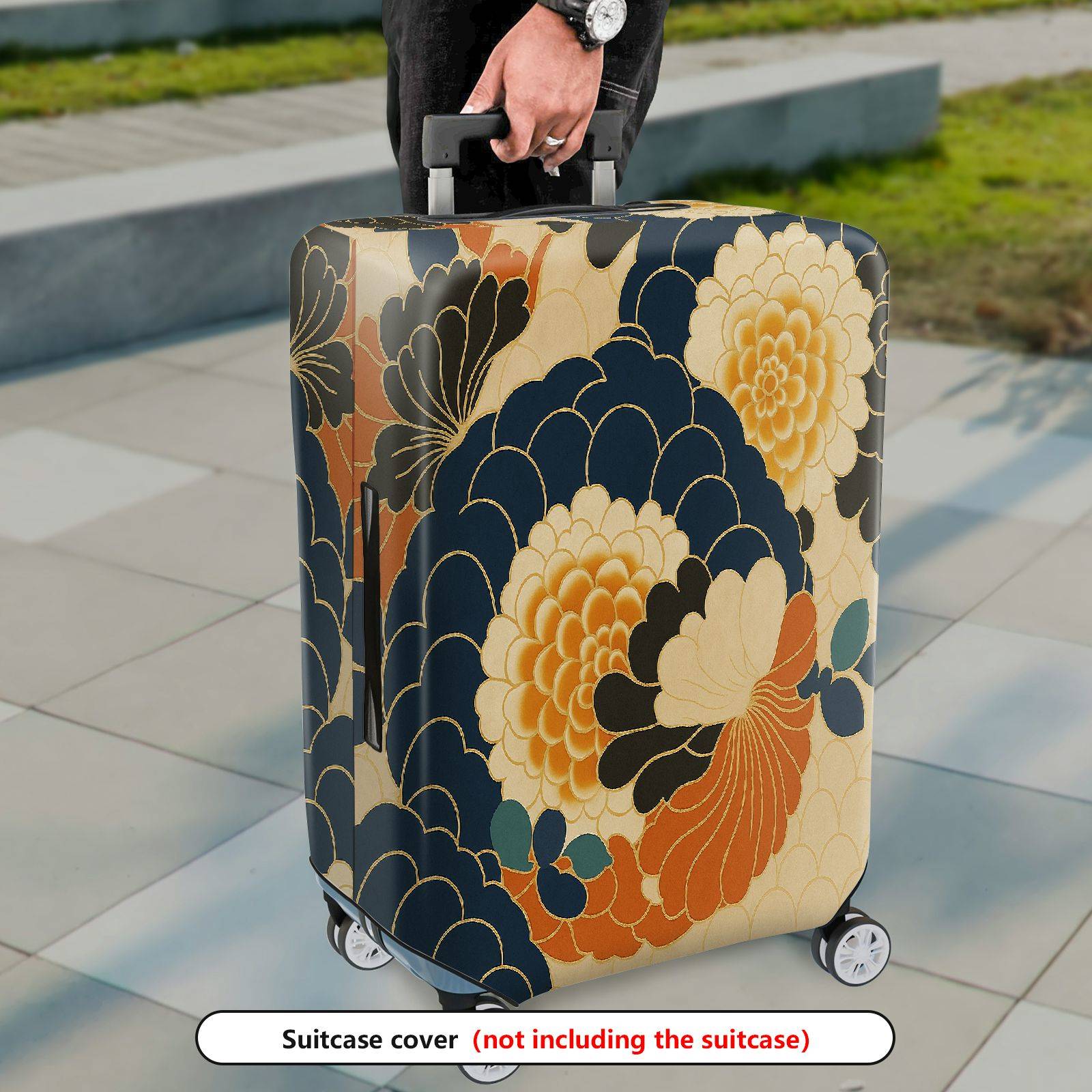 1-Piece Floral Pattern Retro Stylish Unique Traditional Vintage Artistic  Suitcase Luggage Cover, Stretch Protective Sleeve