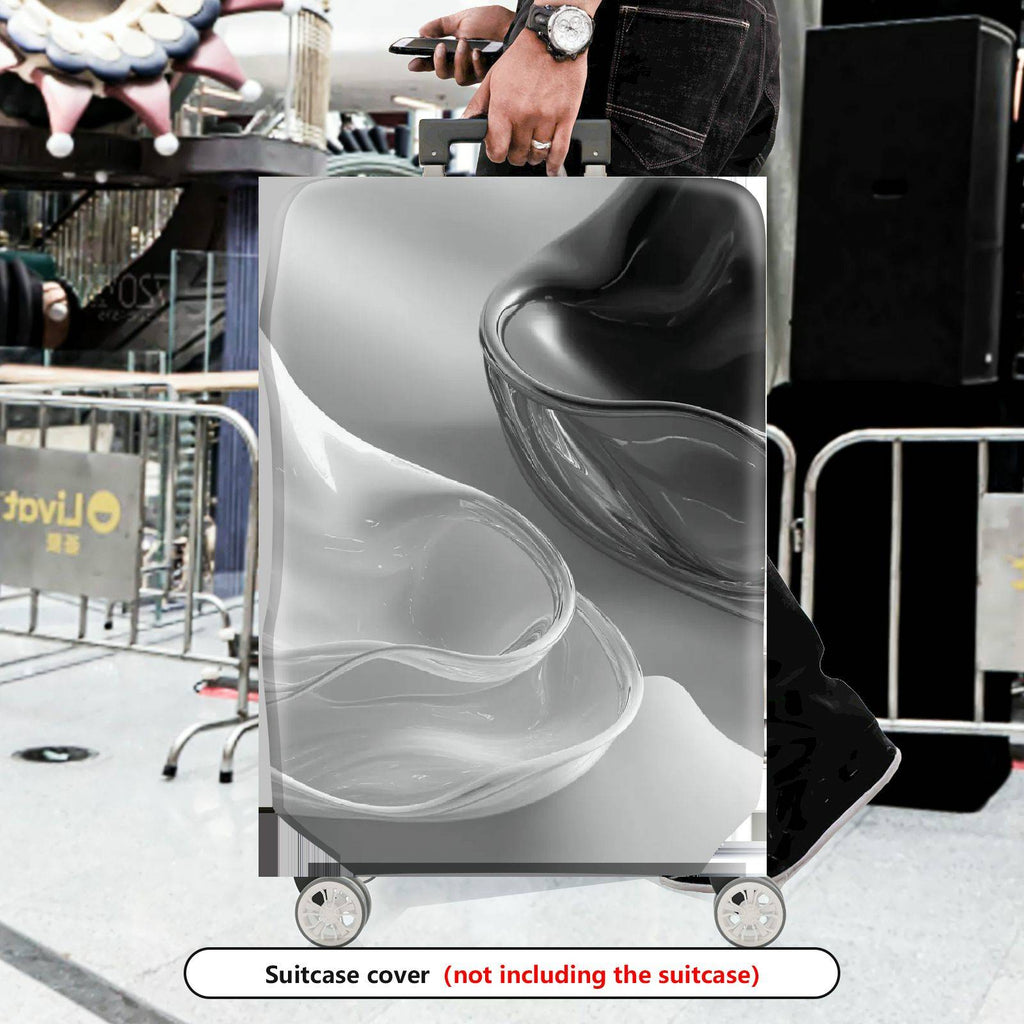 1-Piece Abstract Modern Artistic Minimalist Black White Swirl  Suitcase Luggage Cover, Stretch Protective Sleeve
