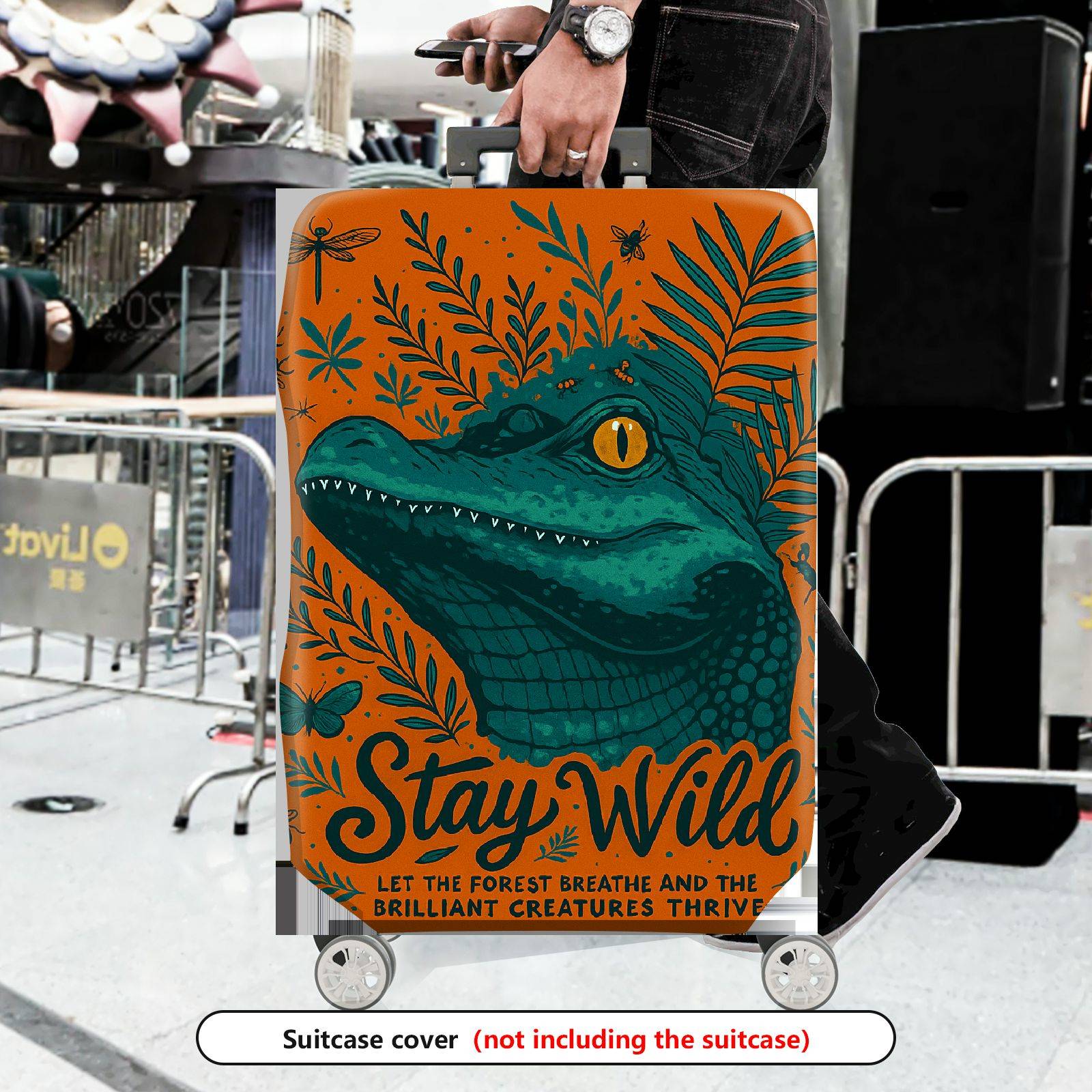 1-Piece Alligator Jungle Wild Nature Adventure Stay Wild  Suitcase Luggage Cover, Stretch Protective Sleeve