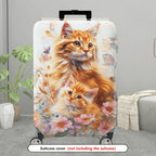 1-Piece Floral Cute Cat Artistic Nature Animal Print  Suitcase Luggage Cover, Stretch Protective Sleeve
