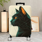 1-Piece Geometric Black Cat Art Pattern Animal Feline Creative  Suitcase Luggage Cover, Stretch Protective Sleeve