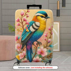 1-Piece Bird Floral Colorful Elegant Artistic Unique  Suitcase Luggage Cover, Stretch Protective Sleeve