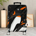 1-Piece Penguin Black White Orange Geometric Modern Travel  Suitcase Luggage Cover, Stretch Protective Sleeve
