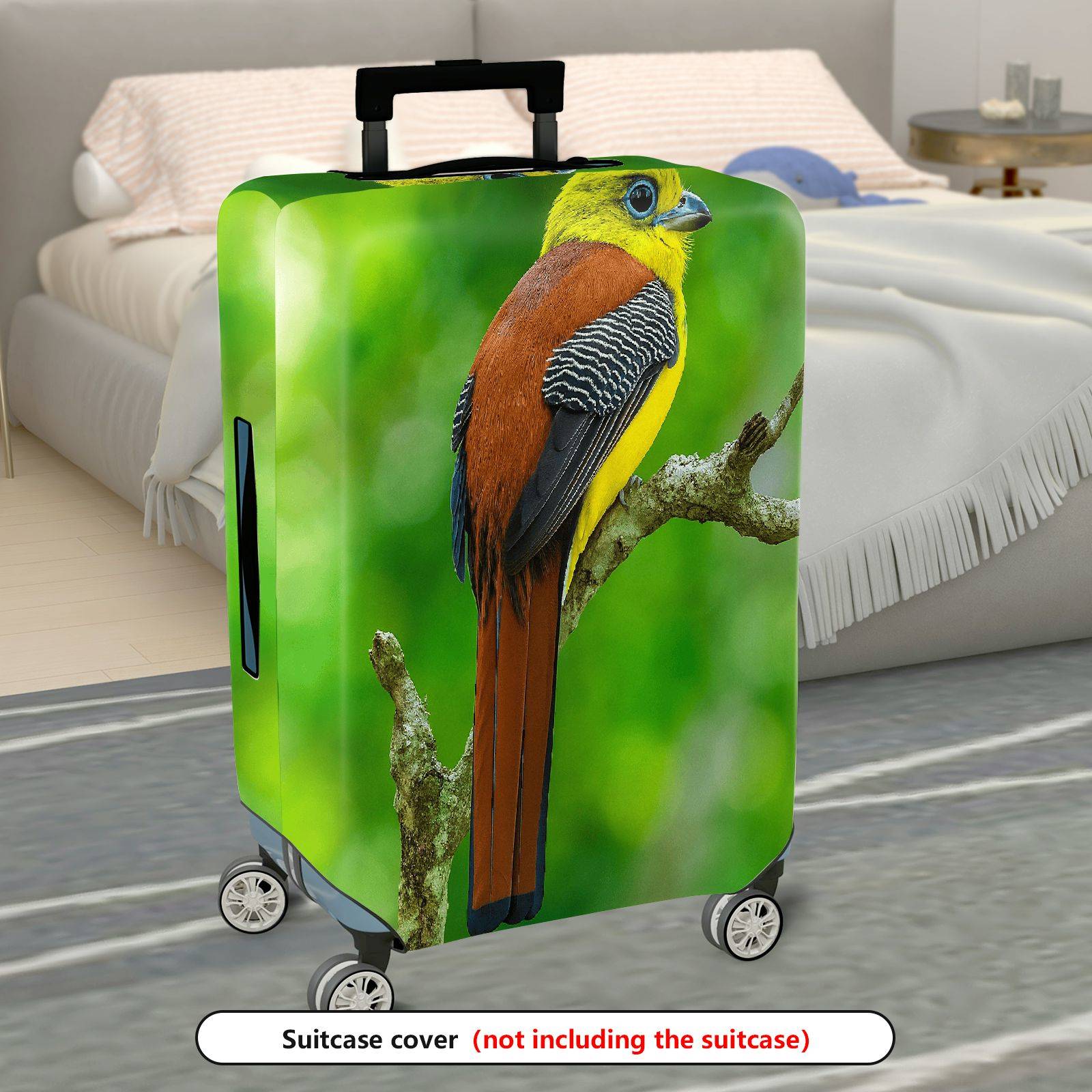1-Piece Bird Nature Colorful Vibrant Artistic  Suitcase Luggage Cover, Stretch Protective Sleeve