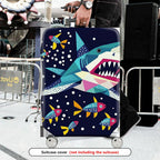1-Piece Geometric Colorful Shark Ocean Fish Underwater  Suitcase Luggage Cover, Stretch Protective Sleeve
