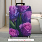 1-Piece Purple Floral Blooms Abstract Artistic Stylish  Suitcase Luggage Cover, Stretch Protective Sleeve