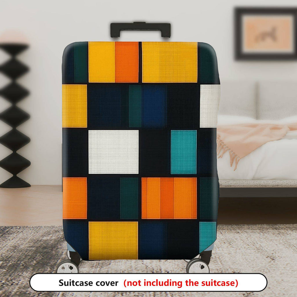 1-Piece Geometric Colorful Abstract Modern Artistic Vibrant  Suitcase Luggage Cover, Stretch Protective Sleeve