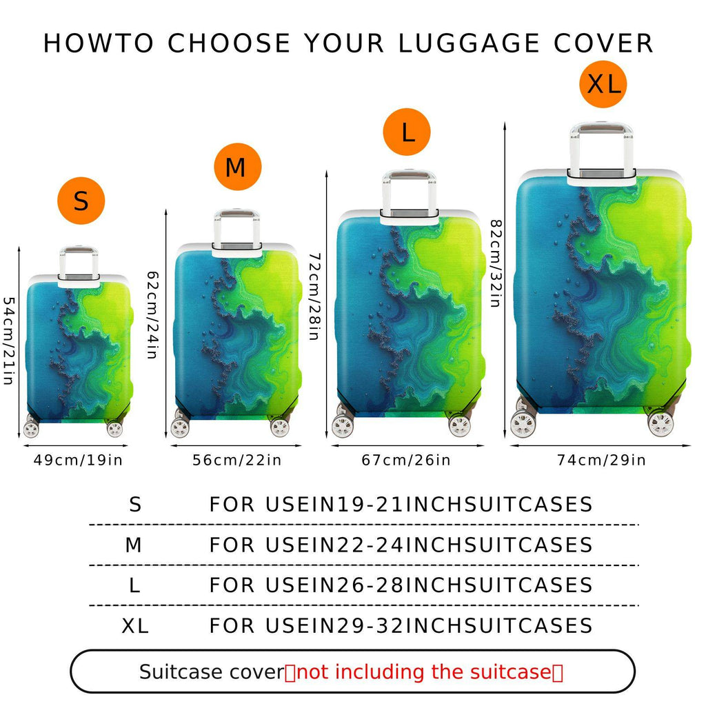 1-Piece Abstract Ocean Wave Fusion Colorful Vibrant Artistic  Suitcase Luggage Cover, Stretch Protective Sleeve