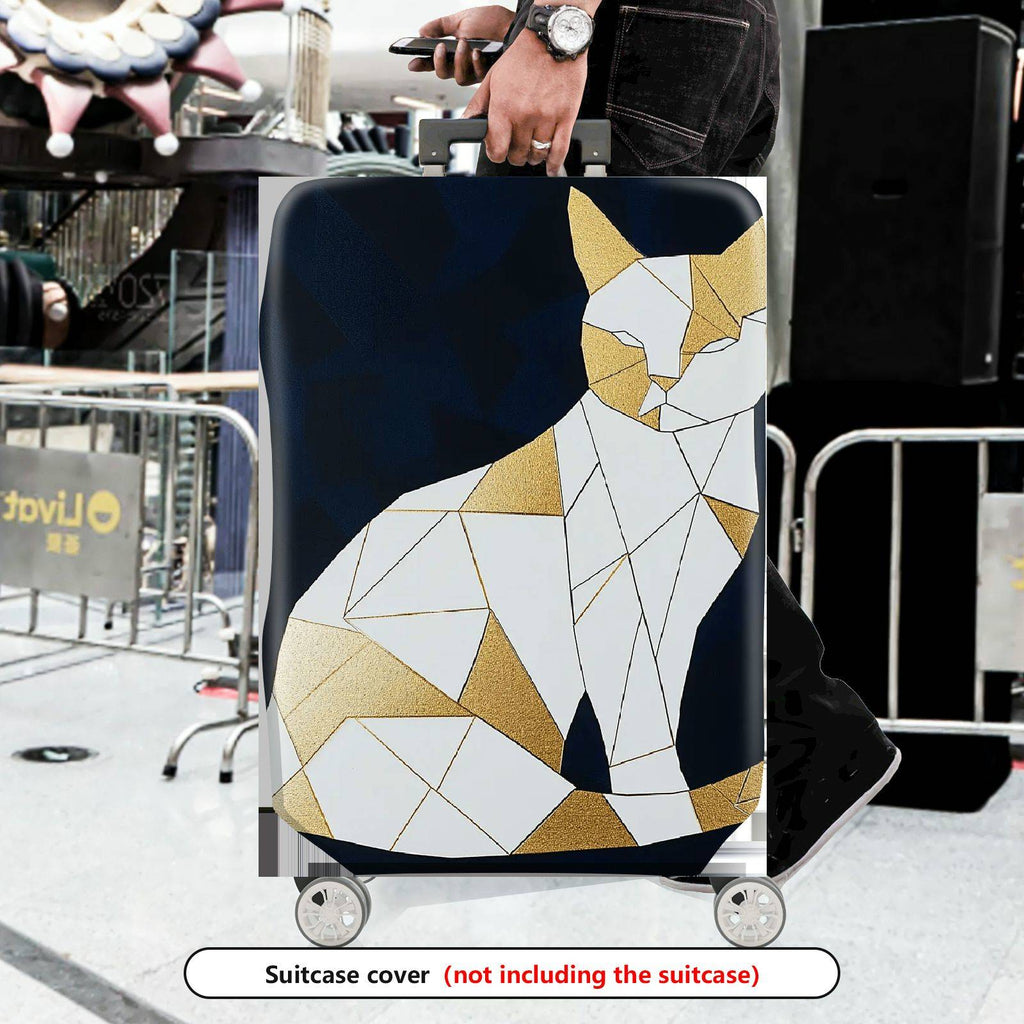 1-Piece Geometric Cat Design Modern Artistic Elegant Stylish  Suitcase Luggage Cover, Stretch Protective Sleeve
