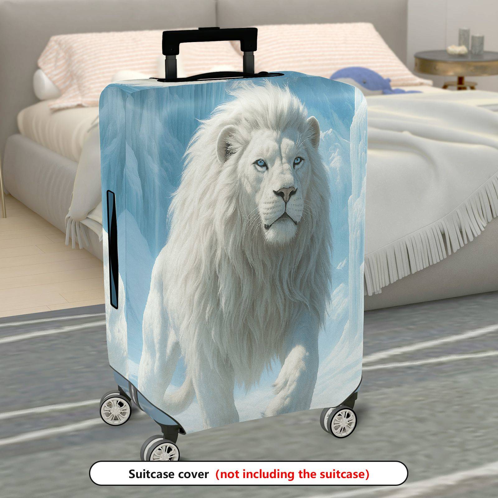 1-Piece White Lion Cloud Sky Animal Fantasy Artistic  Suitcase Luggage Cover, Stretch Protective Sleeve