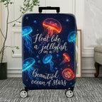 1-Piece Jellyfish Ocean Stars Colorful Cosmic Quote  Suitcase Luggage Cover, Stretch Protective Sleeve
