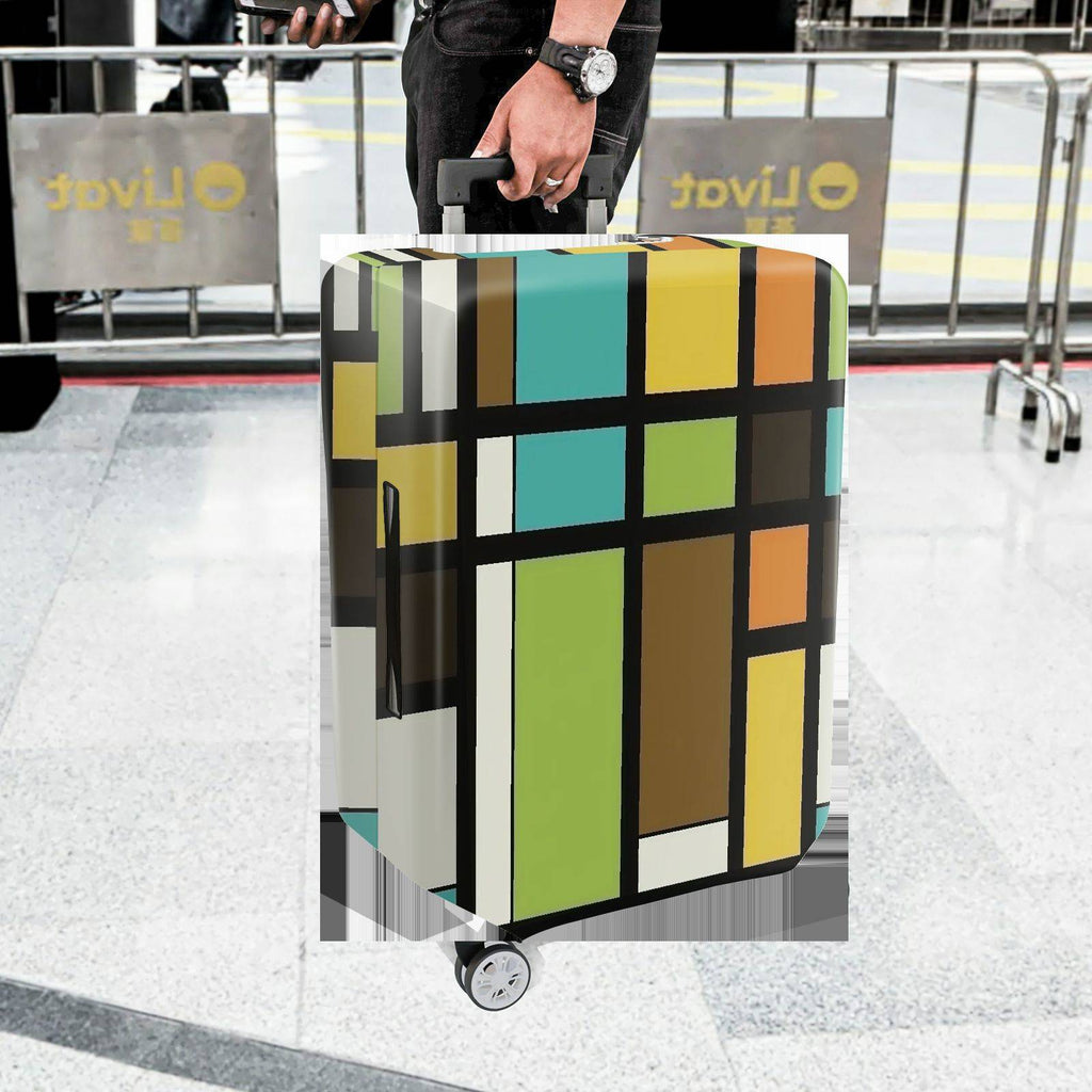 1-Piece Colorful Abstract Geometric Pattern Art  Suitcase Luggage Cover, Stretch Protective Sleeve