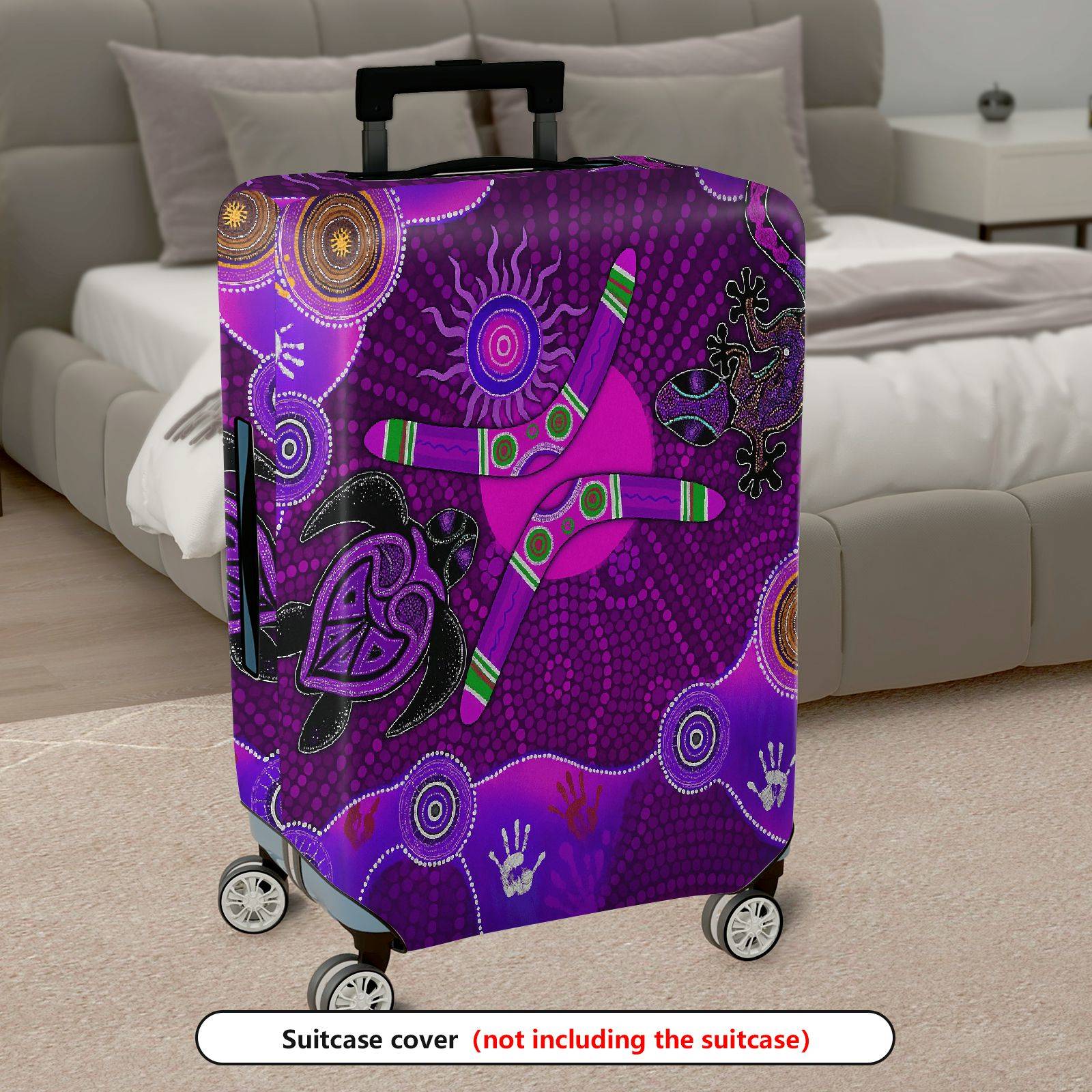 1-Piece Abstract Tribal Animal Boomerang Geometric Art  Suitcase Luggage Cover, Stretch Protective Sleeve