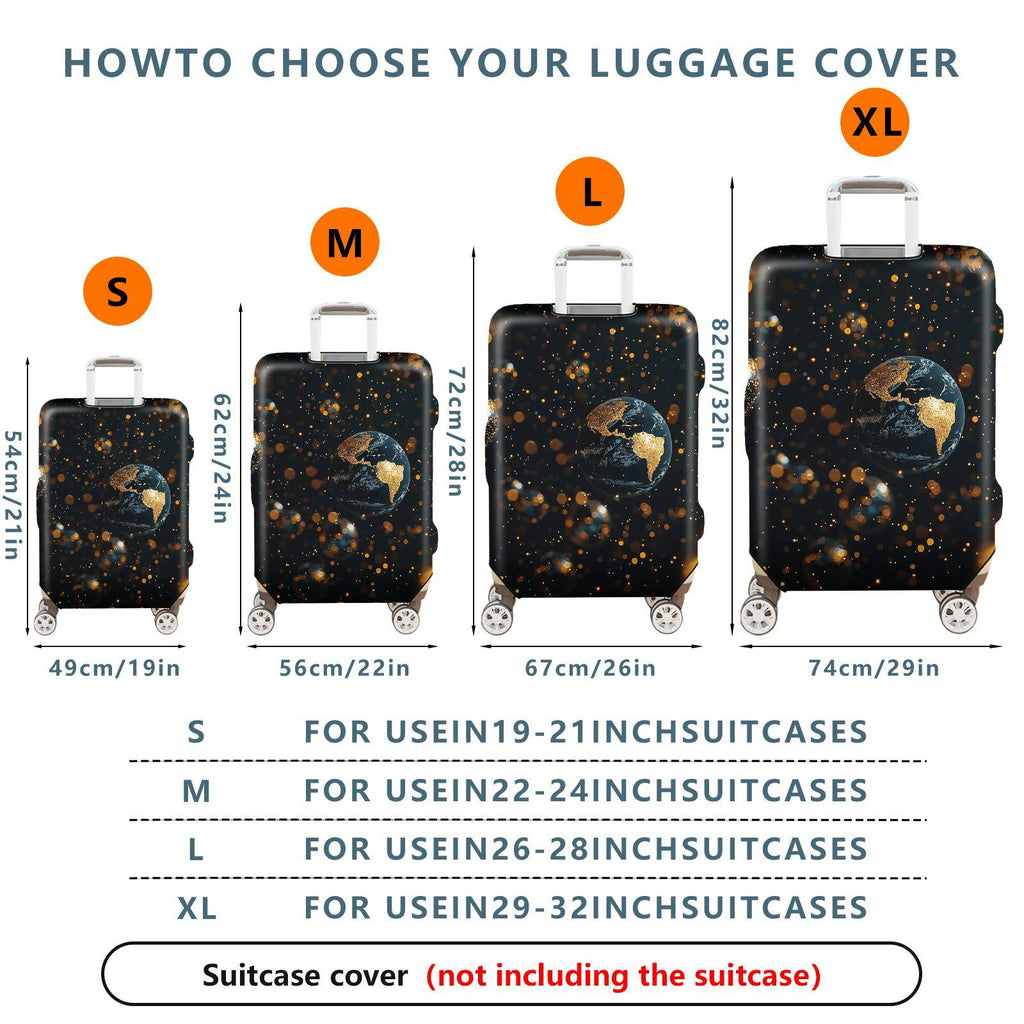 1-Piece Cosmic Glitter Earth Starry Space Universe  Suitcase Luggage Cover, Stretch Protective Sleeve