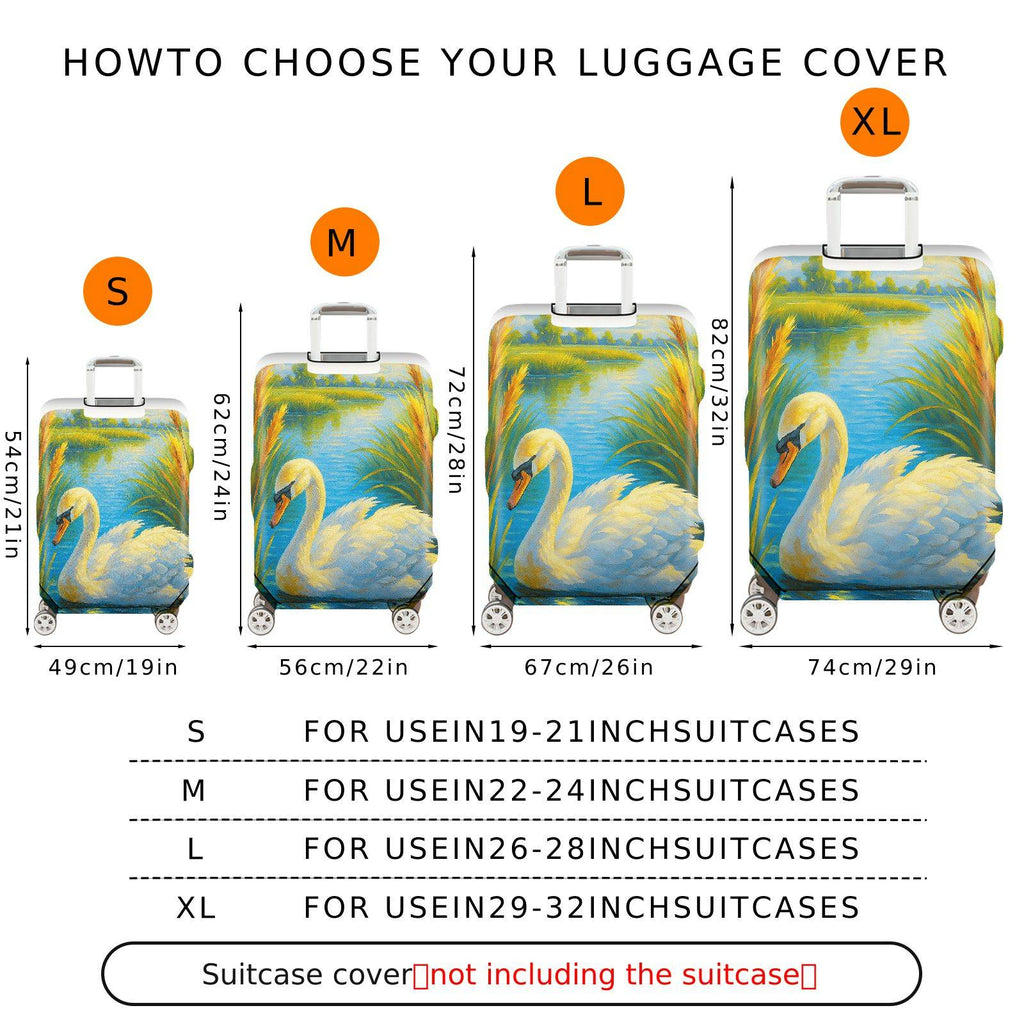 1-Piece Swan Lake Nature Art Landscape Animal Scenic  Suitcase Luggage Cover, Stretch Protective Sleeve