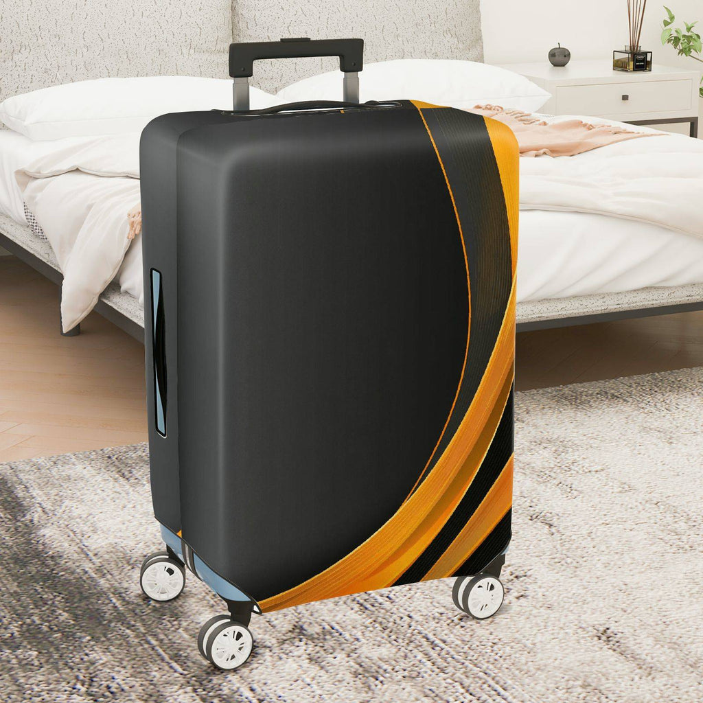 1-Piece Black Gold Geometric Abstract Modern Sleek  Suitcase Luggage Cover, Stretch Protective Sleeve