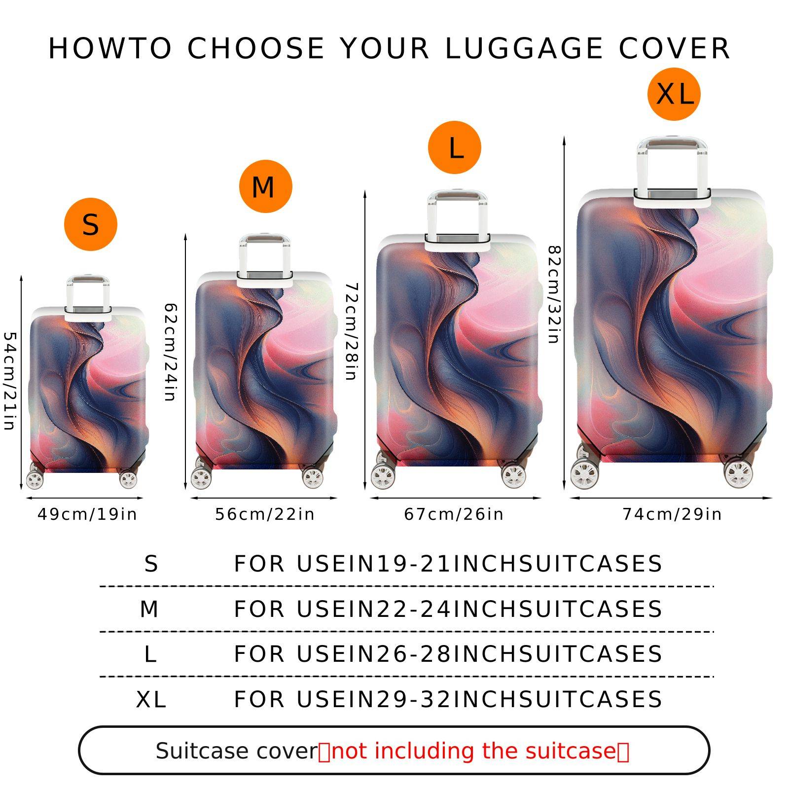 1-Piece Abstract Swirl Colorful Artistic Modern Stylish  Suitcase Luggage Cover, Stretch Protective Sleeve