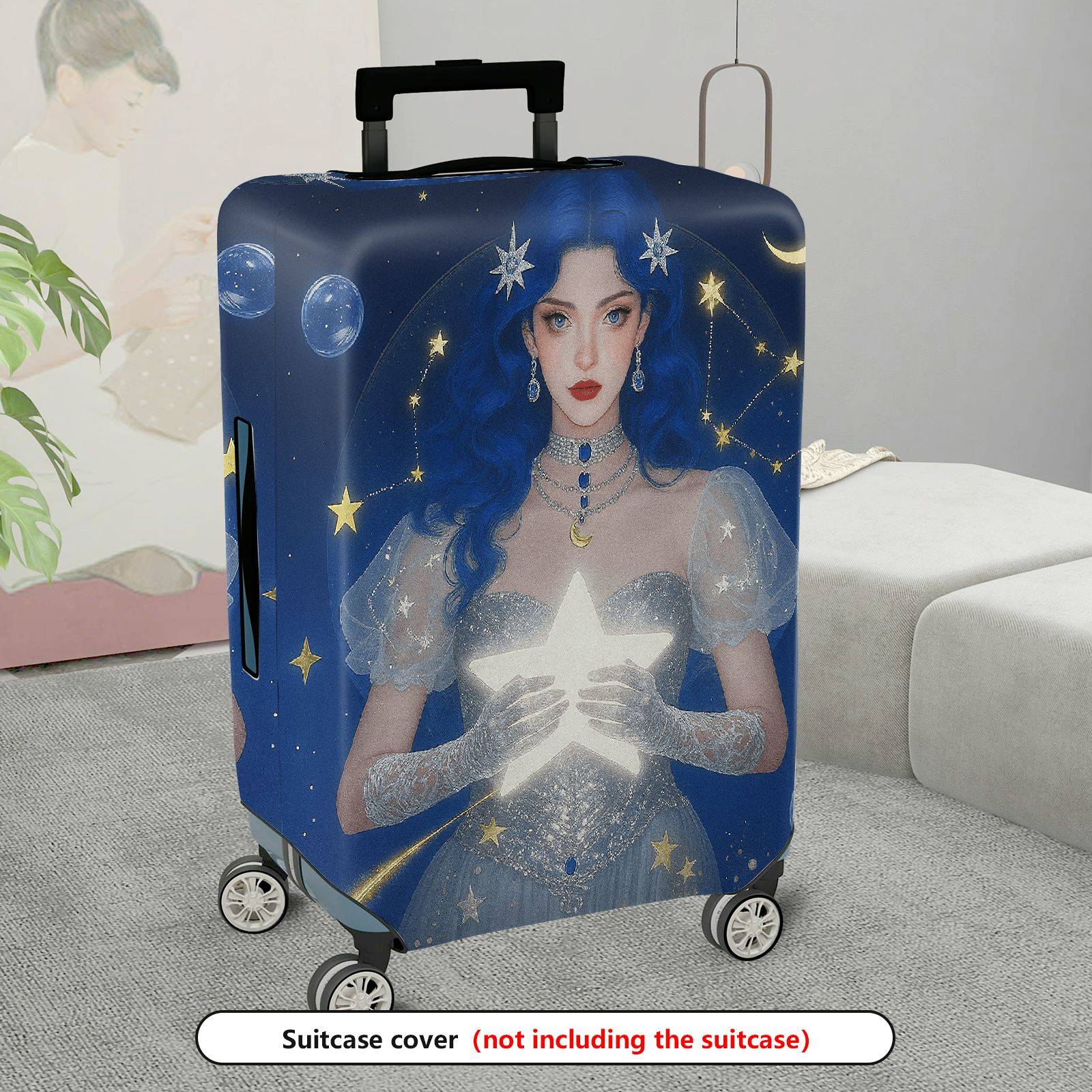 1-Piece Cosmic Starry Night Fantasy Enchanting Mystical Star  Suitcase Luggage Cover, Stretch Protective Sleeve
