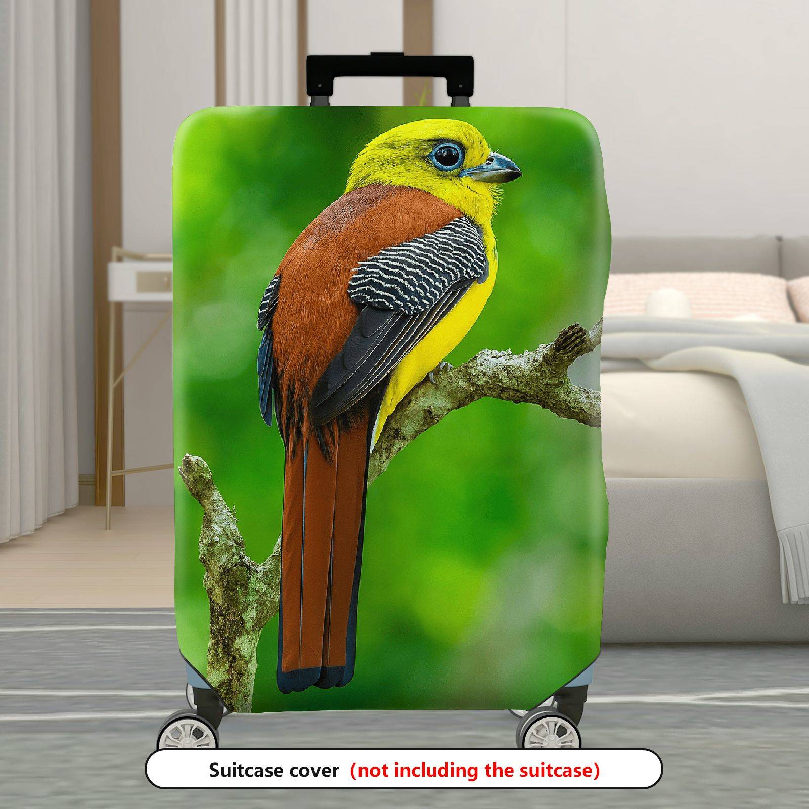 1-Piece Bird Nature Colorful Vibrant Artistic  Suitcase Luggage Cover, Stretch Protective Sleeve