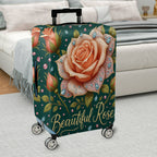 1-Piece Floral Rose Crystal Diamond Elegant Artistic  Suitcase Luggage Cover, Stretch Protective Sleeve