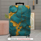1-Piece Abstract Marble Gold Blue Artistic  Suitcase Luggage Cover, Stretch Protective Sleeve