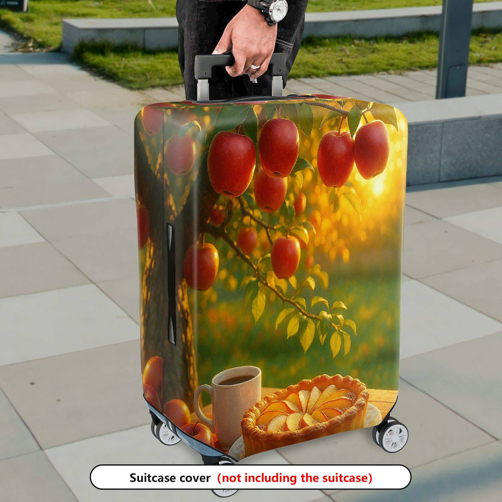 1-Piece Apple Pie Nature Warm Autumn Orchard  Suitcase Luggage Cover, Stretch Protective Sleeve