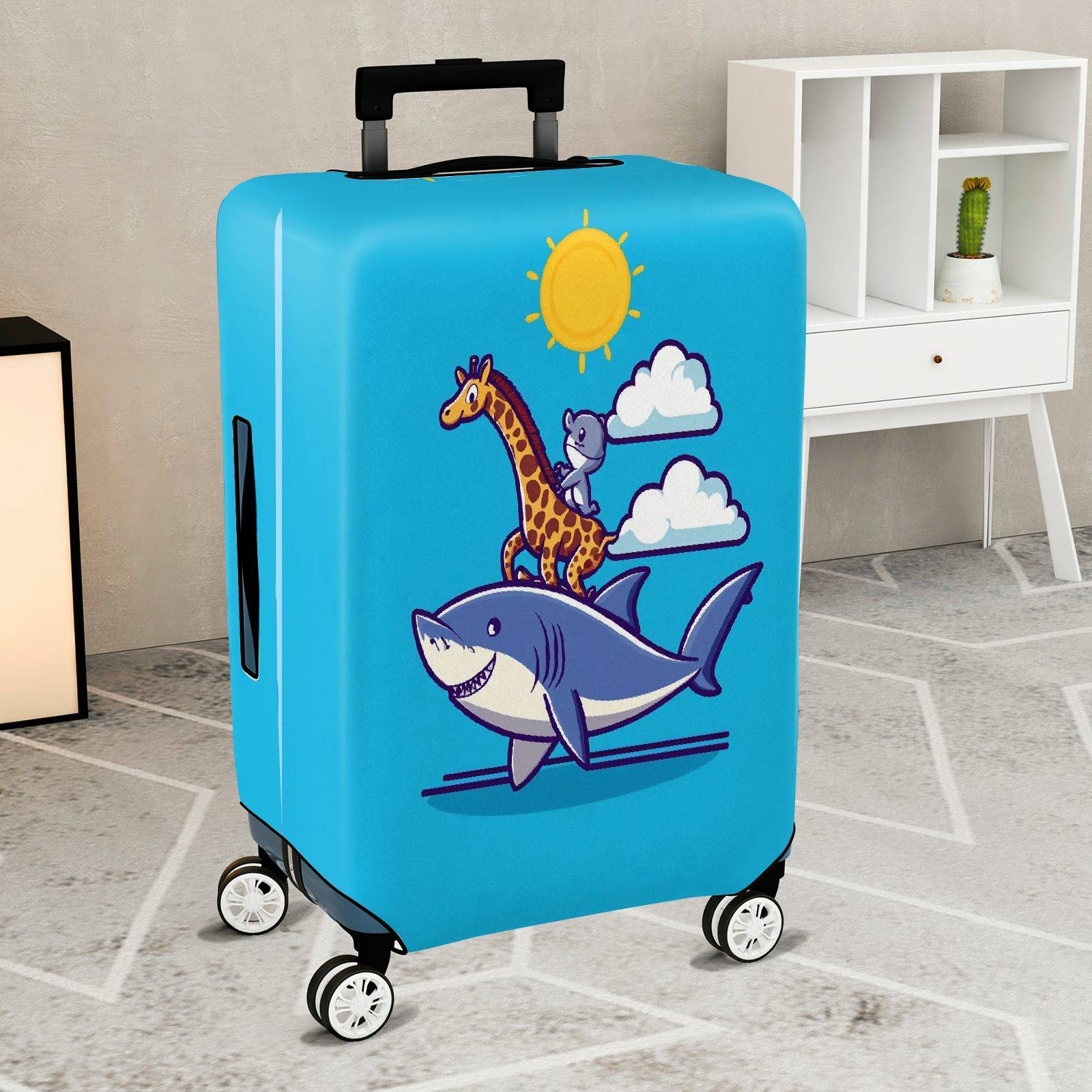 1-Piece Animal Shark Giraffe Mouse Sun Cloud  Suitcase Luggage Cover, Stretch Protective Sleeve
