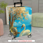 1-Piece Swan Scenic Floral Nature Blue Artistic  Suitcase Luggage Cover, Stretch Protective Sleeve
