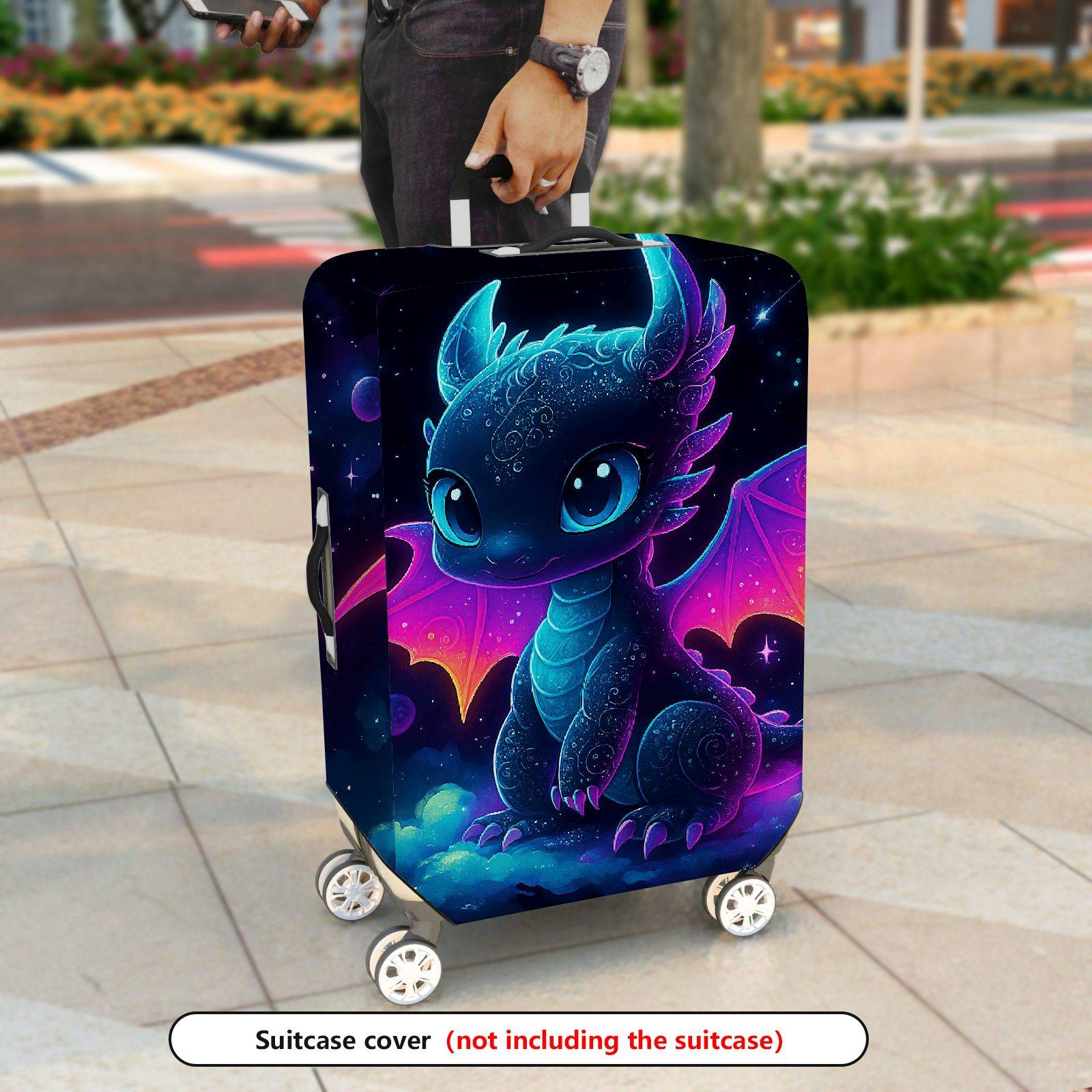 1-Piece Fantasy Dragon  Galaxy Cosmic Starry Space  Suitcase Luggage Cover, Stretch Protective Sleeve
