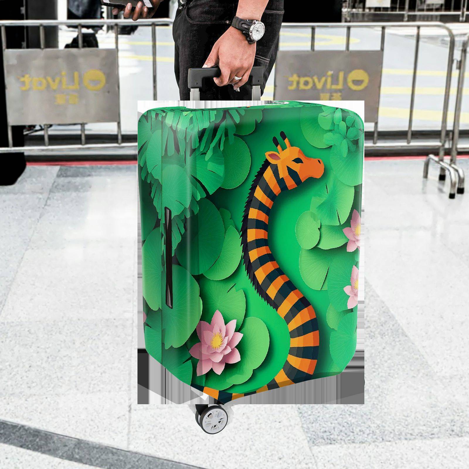 1-Piece Animal Floral Jungle Nature Leaf Frog  Suitcase Luggage Cover, Stretch Protective Sleeve