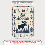 1-Piece Adventure Moose Forest Nautical Retro  Suitcase Luggage Cover, Stretch Protective Sleeve