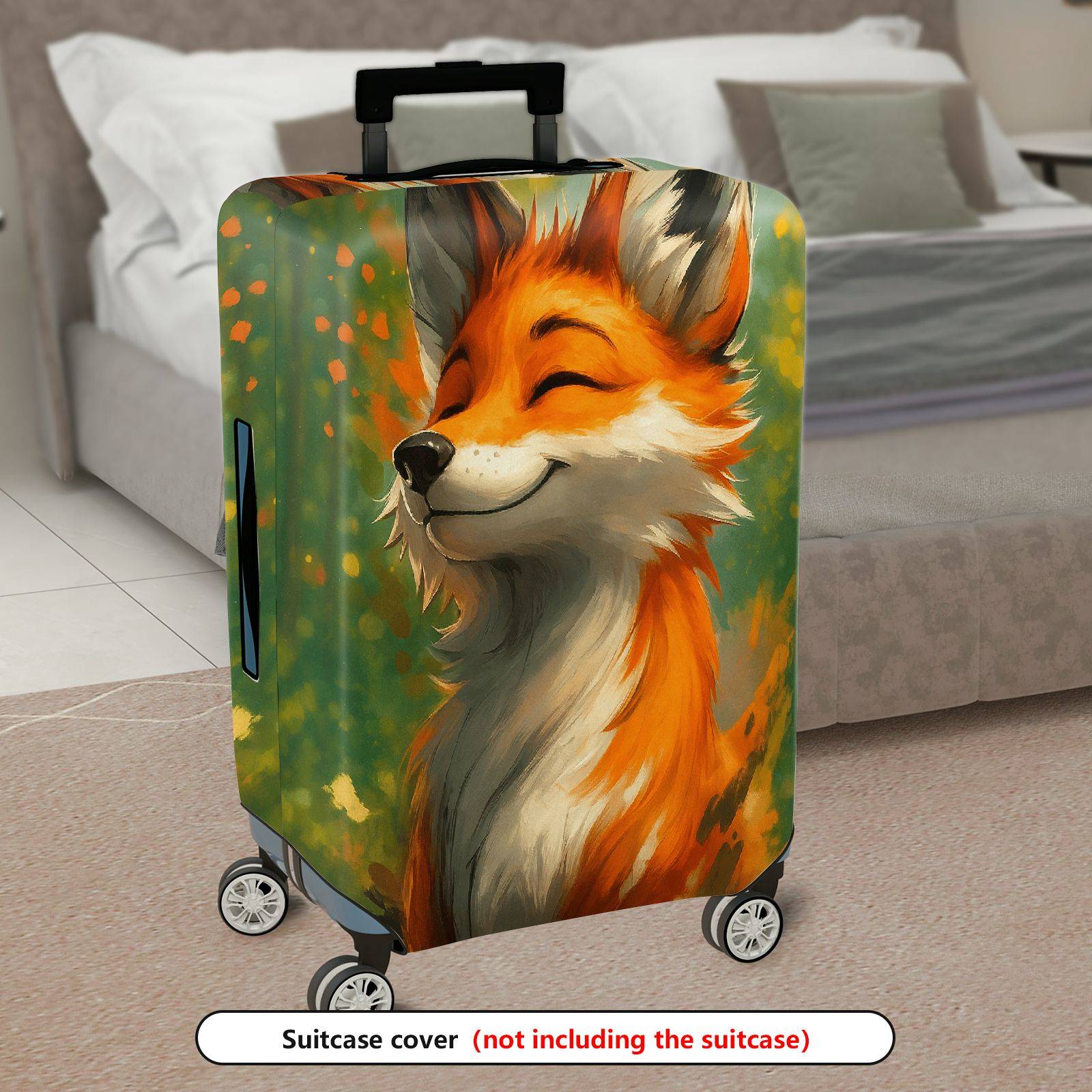 1-Piece Artistic Fox Forest Nature Woodland Animal Orange  Suitcase Luggage Cover, Stretch Protective Sleeve