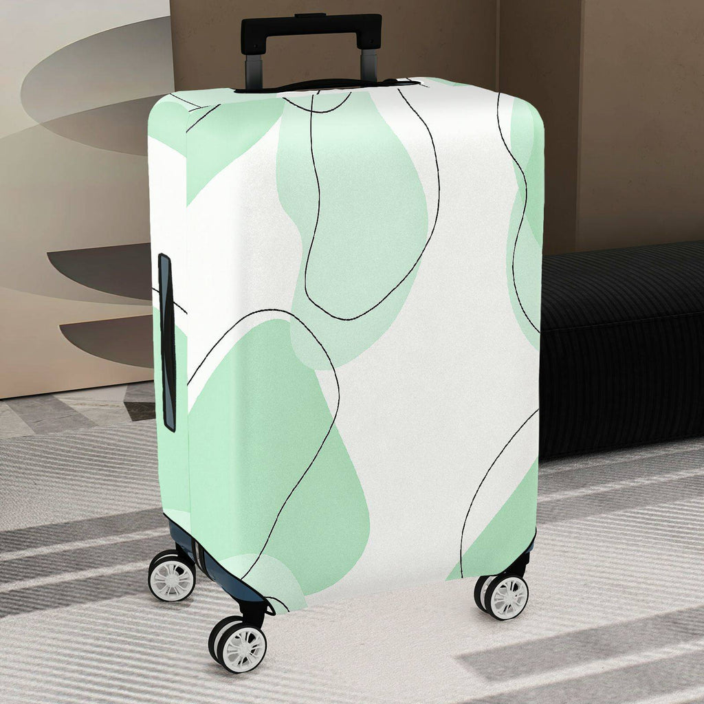 1-Piece Abstract Modern Minimalist Green Line Art  Suitcase Luggage Cover, Stretch Protective Sleeve
