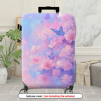 1-Piece Pink Purple Floral Butterfly Artistic Blooming  Suitcase Luggage Cover, Stretch Protective Sleeve