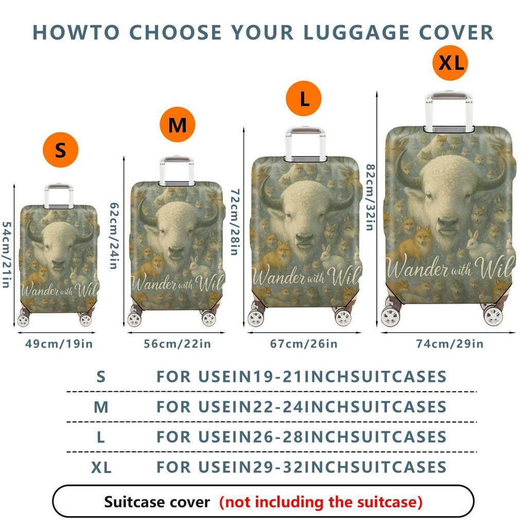1-Piece Animal Buffalo Deer Wolf Rabbit Fox  Suitcase Luggage Cover, Stretch Protective Sleeve