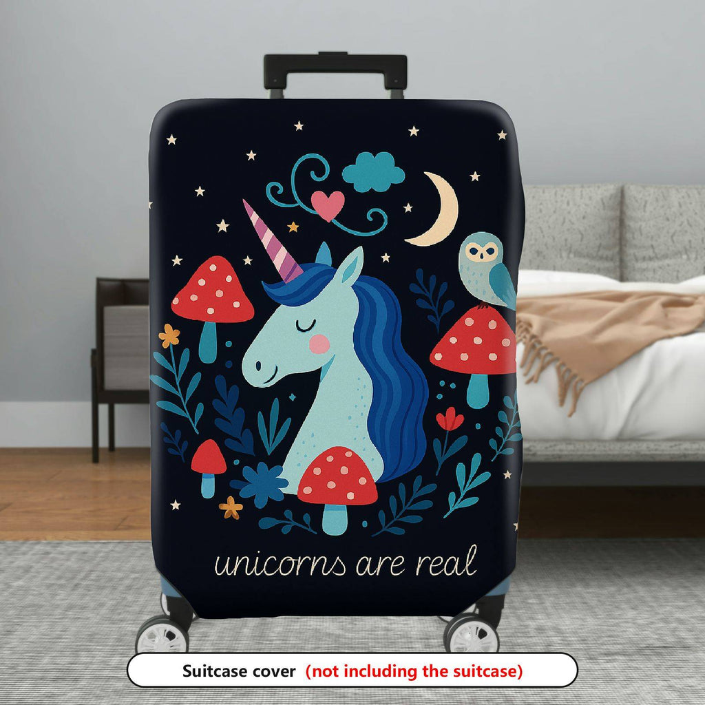 1-Piece Unicorn Owl Mushroom Nature Star Moon  Suitcase Luggage Cover, Stretch Protective Sleeve