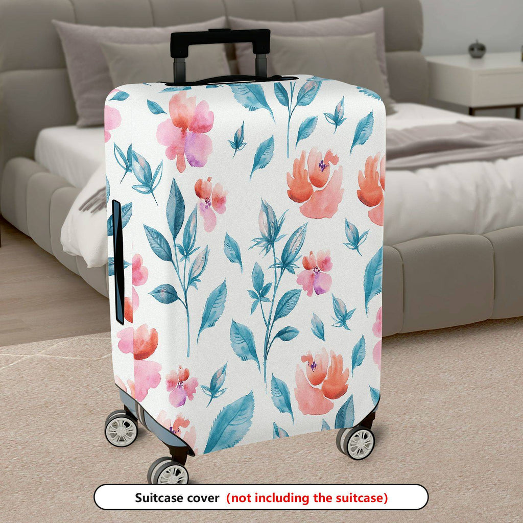 1-Piece Floral Watercolor Artistic Bright Colorful Elegant Travel  Suitcase Luggage Cover, Stretch Protective Sleeve