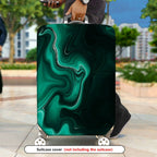 1-Piece Abstract Green Marble Swirl Design  Suitcase Luggage Cover, Stretch Protective Sleeve