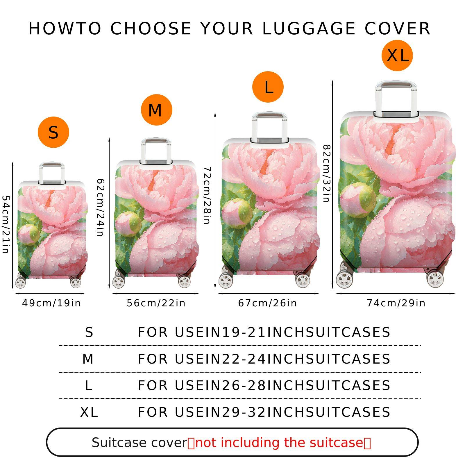 1-Piece Pink Floral Dewy Vibrant Artistic Trendy  Suitcase Luggage Cover, Stretch Protective Sleeve