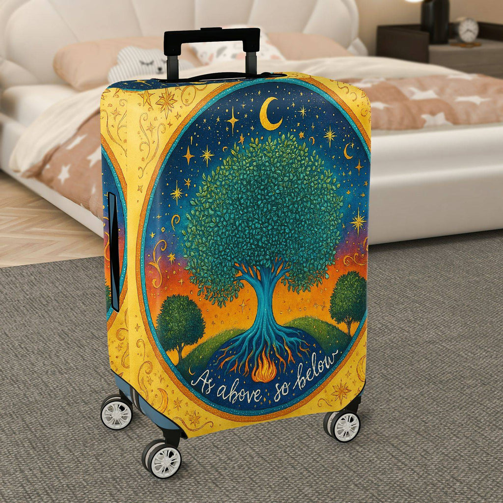1-Piece Cosmic Tree Moon Star Universe Nature  Suitcase Luggage Cover, Stretch Protective Sleeve